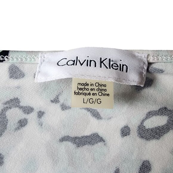 Calvin Klein Womens Sleeveless Ruched Leopard Print Top Large - Picture 2 of 11